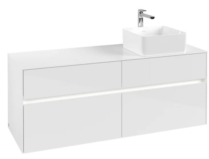 Тумба под раковину Villeroy & Boch Collaro 140х50 см с подсветкой МДФ глянцевый белый C047B0DH