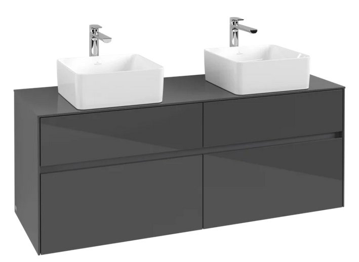 Тумба під раковину Villeroy & Boch Collaro 140х50 см із підсвічуванням МДФ глянсовий сірий C048B0FP