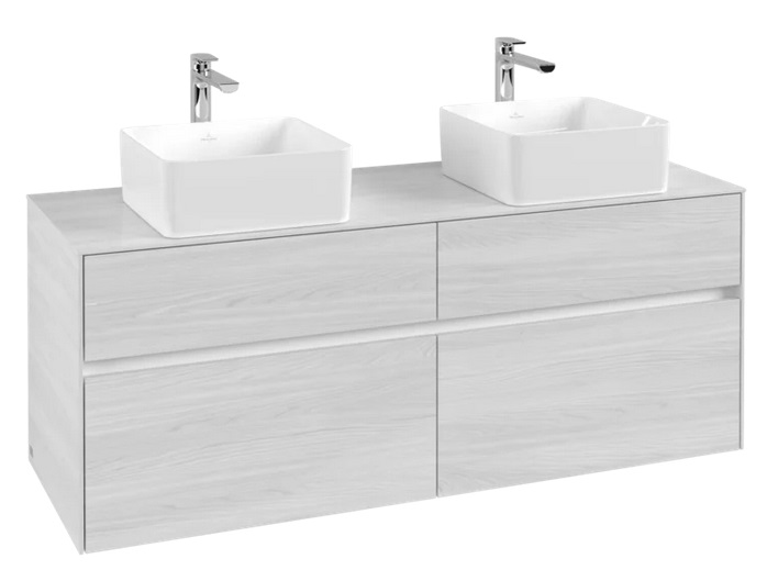 Тумба под раковину Villeroy & Boch Collaro 140х50 см с подсветкой ДСП белое дерево C048B0E8