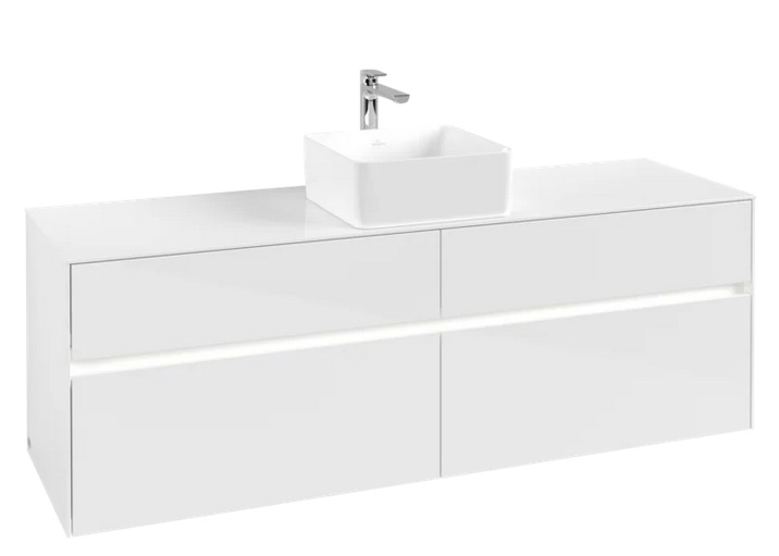 Тумба под раковину Villeroy & Boch Collaro 160х50 см с подсветкой МДФ глянцевый белый C049B0DH
