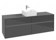 Тумба під раковину Villeroy & Boch Collaro 160х50 см із підсвічуванням МДФ глянсовий сірий C049B0FP