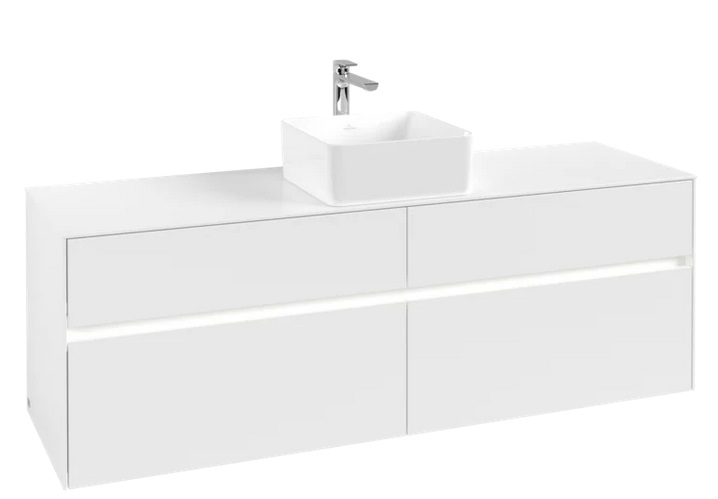Тумба під раковину Villeroy & Boch Collaro 160х50 см із підсвічуванням ДСП матовий білий C049B0MS