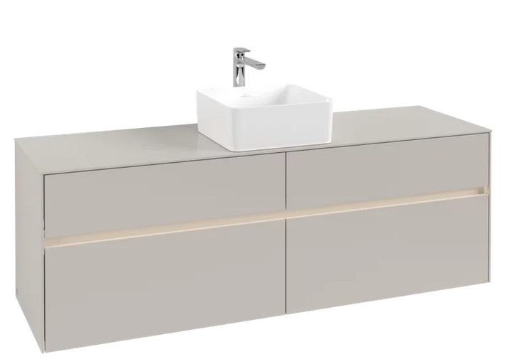 Тумба под раковину Villeroy & Boch Collaro 160х50 см с подсветкой ДСП мягкий серый C049B0VK