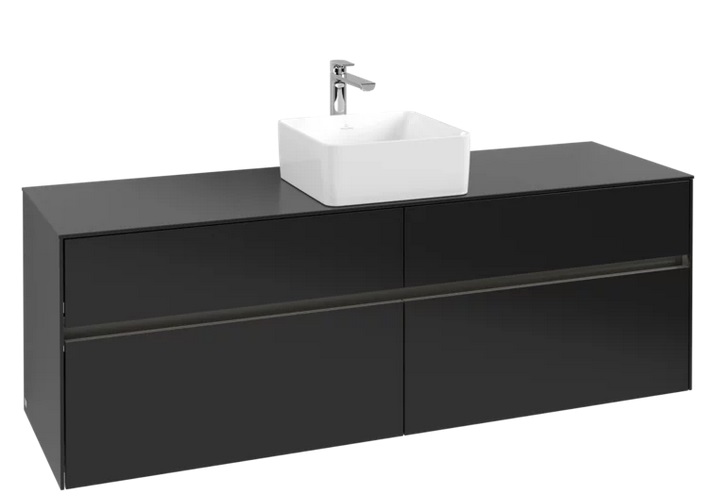 Тумба под раковину Villeroy & Boch Collaro 160х50 см с подсветкой МДФ черный матовый лак C049B0PD