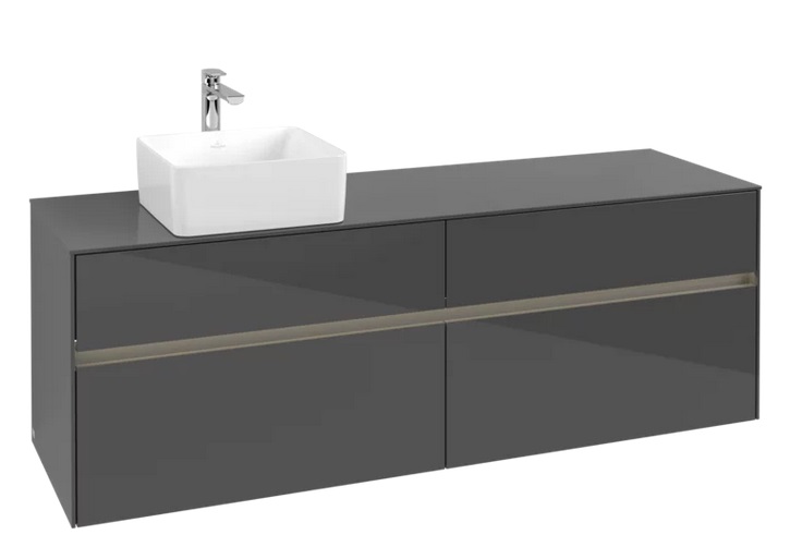 Тумба под раковину Villeroy & Boch Collaro 160х50 см с подсветкой МДФ глянцевый серый C050B0FP