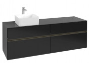 Тумба под раковину Villeroy & Boch Collaro 160х50 см с подсветкой МДФ черный матовый лак C050B0PD