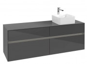 Тумба під раковину Villeroy & Boch Collaro 160х50 см із підсвічуванням МДФ глянсовий сірий C051B0FP