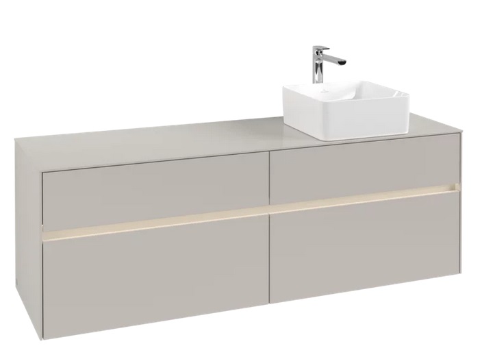 Тумба под раковину Villeroy & Boch Collaro 160х50 см с подсветкой ДСП мягкий серый C051B0VK