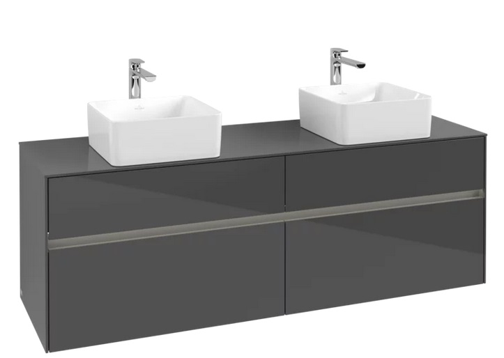 Тумба під раковину Villeroy & Boch Collaro 160х50 см із підсвічуванням МДФ глянсовий сірий C052B0FP