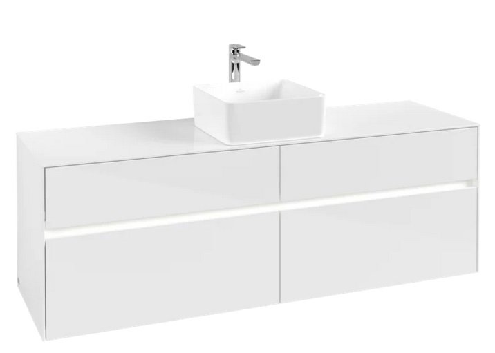 Тумба під раковину Villeroy & Boch Collaro 160х50 см із підсвічуванням МДФ глянсовий білий C049B0DH