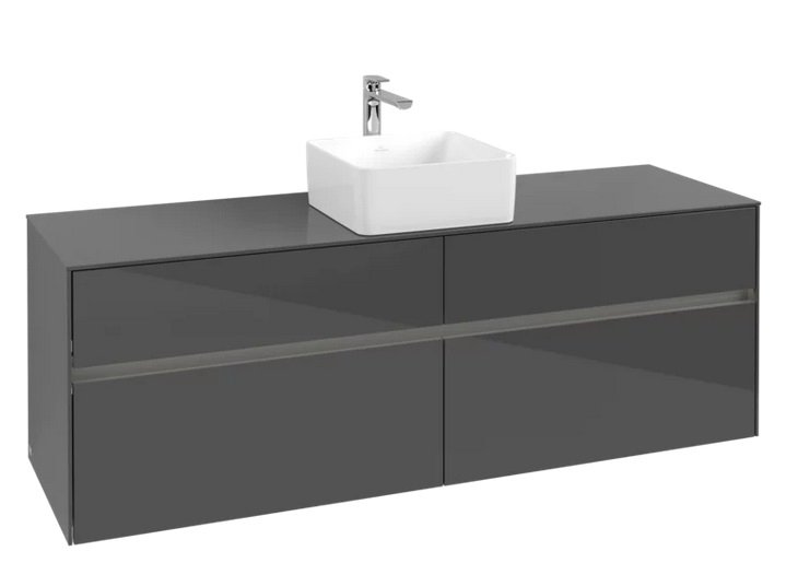 Тумба під раковину Villeroy & Boch Collaro 160х50 см із підсвічуванням МДФ глянсовий сірий C049B0FP