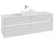 Тумба под раковину Villeroy & Boch Collaro 160х50 см с подсветкой ДСП белое дерево C049B0E8