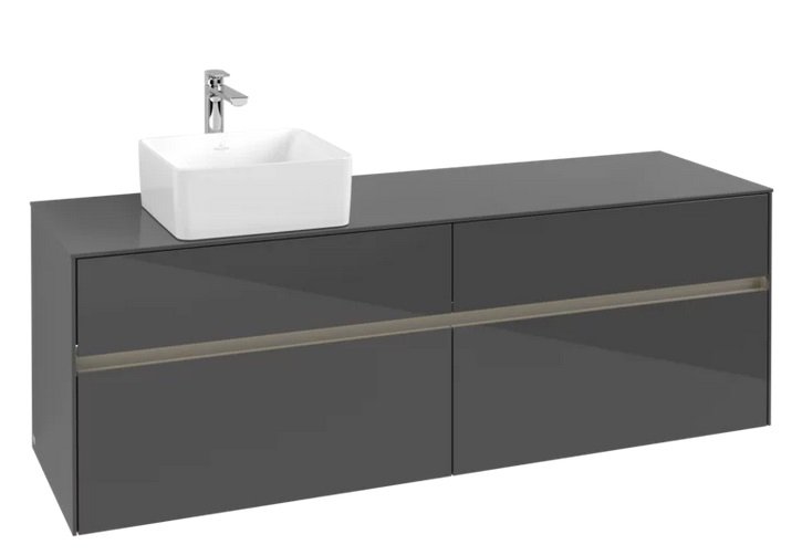 Тумба под раковину Villeroy & Boch Collaro 160х50 см с подсветкой МДФ глянцевый серый C050B0FP