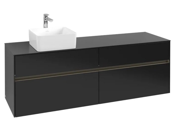 Тумба под раковину Villeroy & Boch Collaro 160х50 см с подсветкой МДФ черный матовый лак C050B0PD