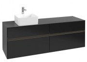 Тумба під раковину Villeroy & Boch Collaro 160х50 см із підсвічуванням МДФ чорний матовий лак C050B0PD