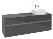 Тумба під раковину Villeroy & Boch Collaro 160х50 см із підсвічуванням МДФ глянсовий сірий C051B0FP