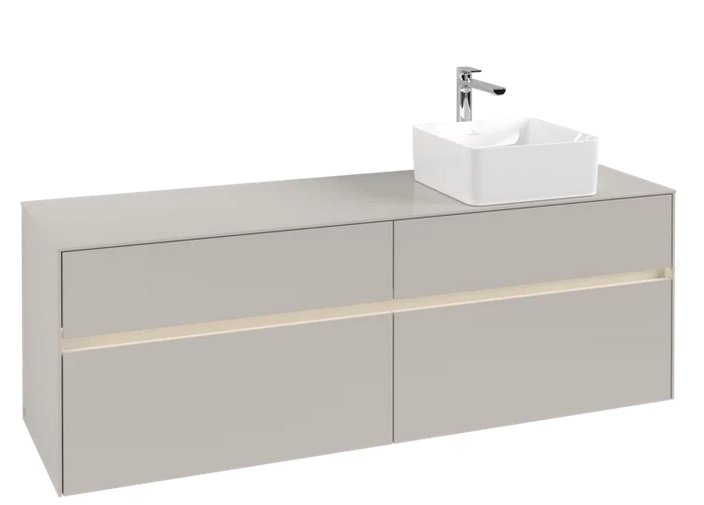 Тумба під раковину Villeroy & Boch Collaro 160х50 см із підсвічуванням ДСП м'який сірий C051B0VK