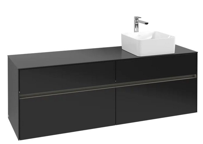 Тумба під раковину Villeroy & Boch Collaro 160х50 см із підсвічуванням МДФ чорний матовий лак C051B0PD