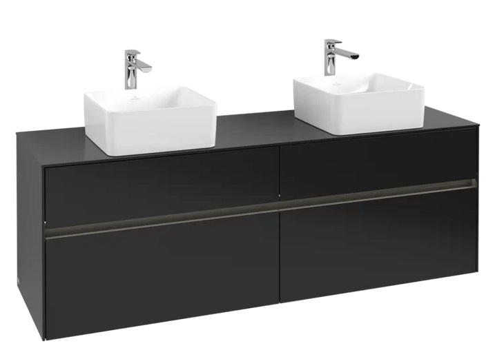 Тумба под раковину Villeroy & Boch Collaro 160х50 см с подсветкой МДФ черный матовый лак C052B0PD