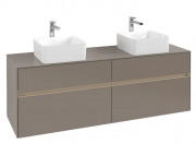 Тумба под раковину Villeroy & Boch Collaro 160х50 см с подсветкой ДСП трюфель серый C052B0VG