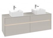 Тумба под раковину Villeroy & Boch Collaro 160х50 см с подсветкой ДСП мягкий серый C052B0VK