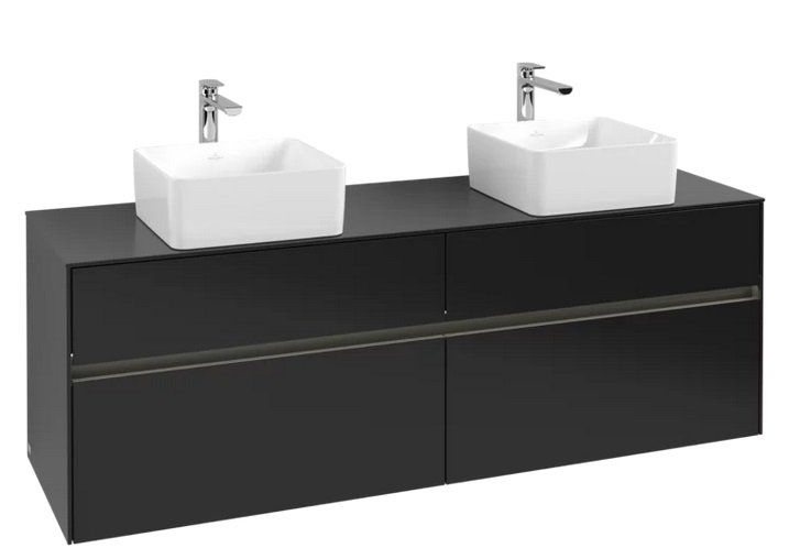 Тумба под раковину Villeroy & Boch Collaro 160х50 см с подсветкой МДФ черный матовый лак C052B0PD