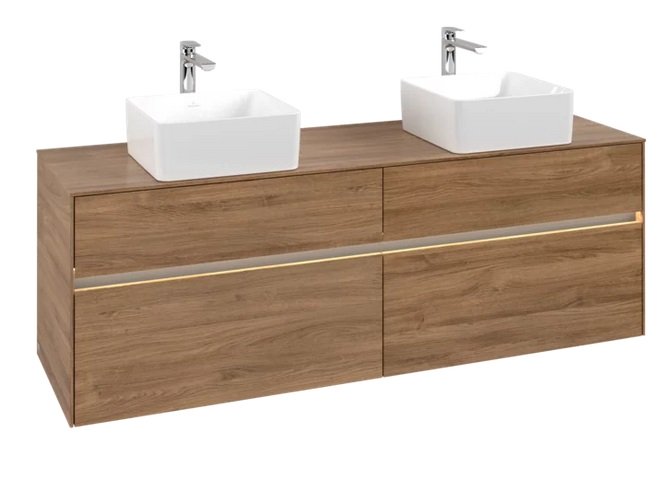 Тумба под раковину Villeroy & Boch Collaro 160х50 см с подсветкой ДСП дуб канзас C052B0RH