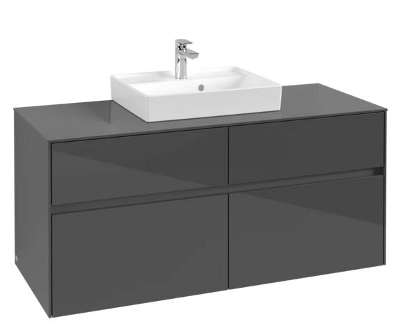 Тумба под раковину Villeroy & Boch Collaro 120х50 см МДФ глянцевый серый C07000FP