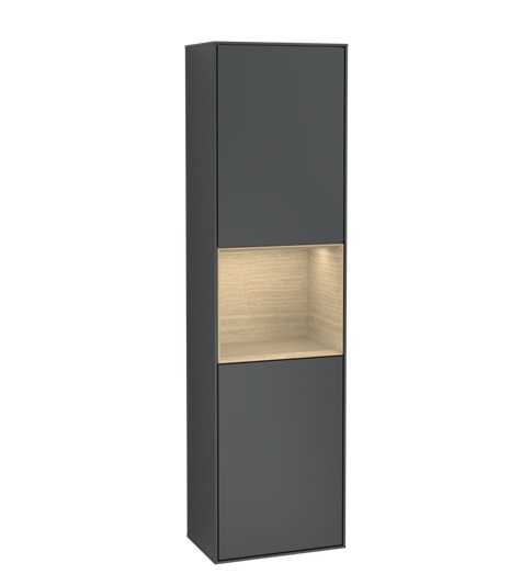 Пенал Villeroy & Boch Finion 41,8x151,6х27 см петлі зліва з підсвічуванням МДФ темно-синій матовий лак/шпон дуба F460PCHG