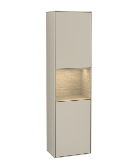 Пенал Villeroy & Boch Finion 41,8x151,6х27 см петли слева с подсветкой МДФ песок матовый лак/шпон дуба F460PCHH