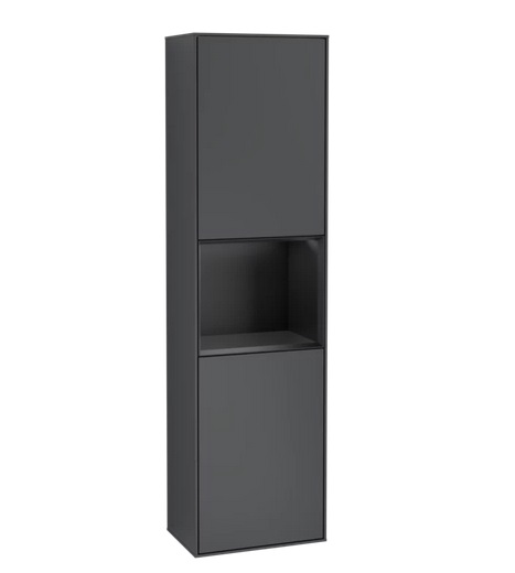 Пенал Villeroy & Boch Finion 41,8x151,6х27 см петлі зліва з підсвічуванням МДФ темно-синій матовий лак/чорний матовий лак F460PDHG