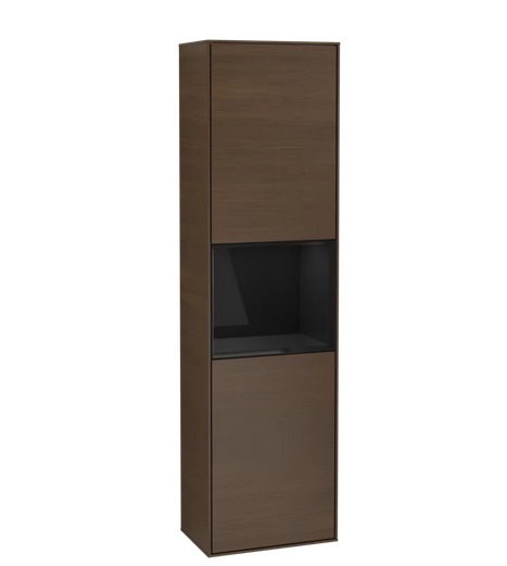 Пенал Villeroy & Boch Finion 41,8x151,6х27 см петли слева с подсветкой ДСП шпон грецкого ореха/глянцевый черный лак F460PHGN