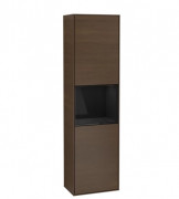 Пенал Villeroy & Boch Finion 41,8x151,6х27 см петлі зліва з підсвічуванням ДСП шпон волоського горіха/глянцевий чорний лак F460PHGN