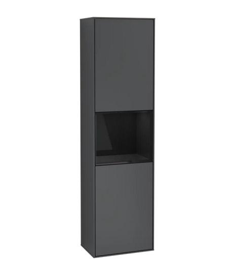 Пенал Villeroy & Boch Finion 41,8x151,6х27 см петлі зліва з підсвічуванням МДФ темно-синій матовий лак/глянцевий чорний лак F460PHHG