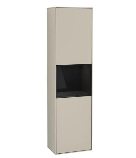 Пенал Villeroy & Boch Finion 41,8x151,6х27 см петли слева с подсветкой МДФ песок матовый лак/глянцевый черный лак F460PHHH