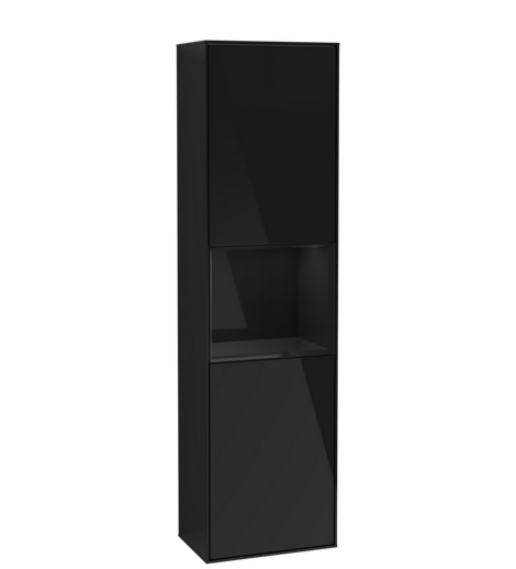 Пенал Villeroy & Boch Finion 41,8x151,6х27 см петлі зліва з підсвічуванням МДФ глянсовий чорний лак F460PHPH