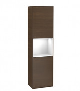 Пенал Villeroy & Boch Finion 41,8x151,6х27 см петлі зліва з підсвічуванням ДСП шпон волоського горіха/глянсовий білий лак G460GFGN