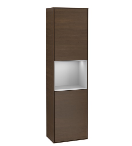 Пенал Villeroy & Boch Finion 41,8x151,6х27 см петлі зліва з підсвічуванням ДСП шпон волоського горіха/світло-сірий матовий лак G460GJGN