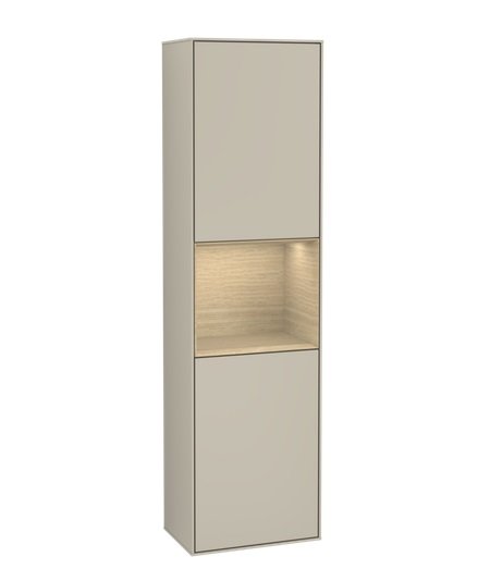 Пенал Villeroy & Boch Finion 41,8x151,6х27 см петли слева с подсветкой МДФ песок матовый лак/шпон дуба F460PCHH