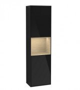 Пенал Villeroy & Boch Finion 41,8x151,6х27 см петлі зліва з підсвічуванням МДФ глянсовий чорний лак/шпон дуба F460PCPH