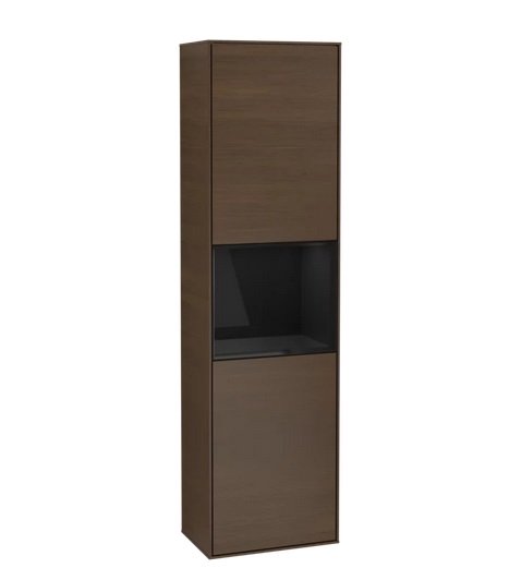 Пенал Villeroy & Boch Finion 41,8x151,6х27 см петли слева с подсветкой ДСП шпон грецкого ореха/глянцевый черный лак F460PHGN