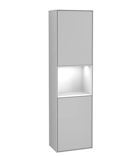 Пенал Villeroy & Boch Finion 41,8x151,6х27 см петлі зліва з підсвічуванням МДФ світло-сірий матовий лак/глянсовий білий лак G460GFGJ