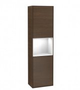 Пенал Villeroy & Boch Finion 41,8x151,6х27 см петлі зліва з підсвічуванням ДСП шпон волоського горіха/глянсовий білий лак G460GFGN