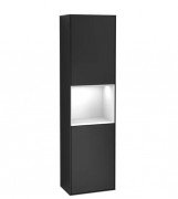 Пенал Villeroy & Boch Finion 41,8x151,6х27 см петлі зліва з підсвічуванням МДФ чорний матовий лак/глянсовий білий лак G460GFPD