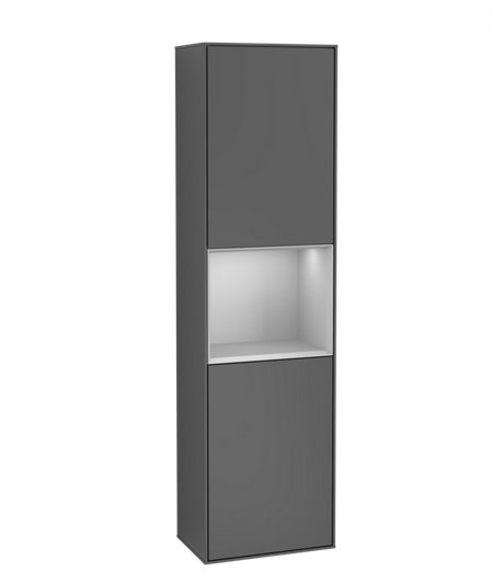 Пенал Villeroy & Boch Finion 41,8x151,6х27 см петли слева с подсветкой МДФ антрацит матовый лак/светло-серый матовый лак G460GJGK