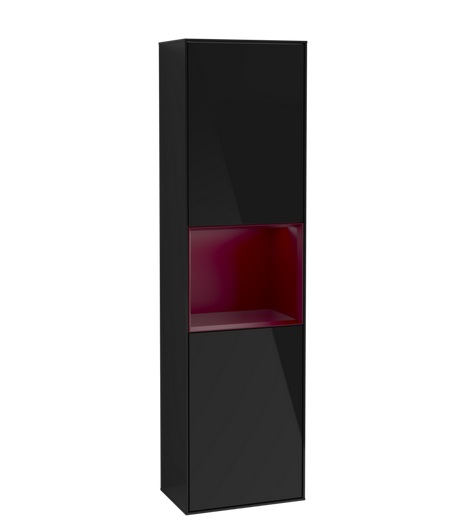 Пенал Villeroy & Boch Finion 41,8x151,6х27 см петлі праворуч із підсвічуванням МДФ глянсовий чорний лак/півон матовий лак G470HBPH