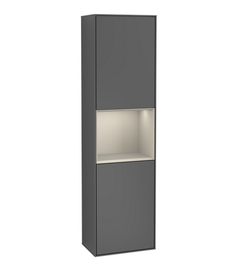 Пенал Villeroy & Boch Finion 41,8x151,6х27 см петли справа с подсветкой МДФ антрацит матовый лак/песок матовый лак G470HHGK