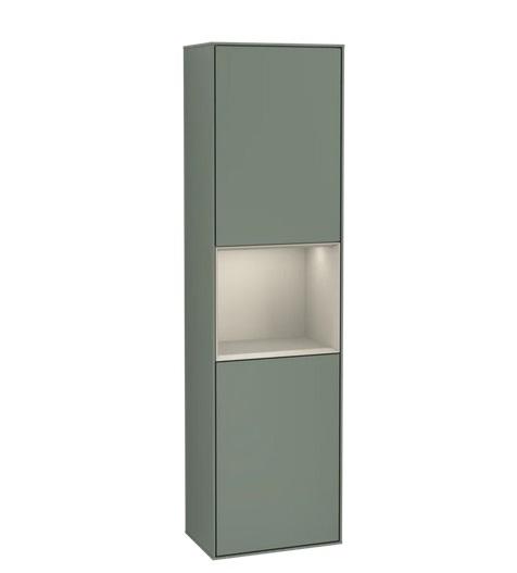 Пенал Villeroy & Boch Finion 41,8x151,6х27 см петли справа с подсветкой МДФ оливковый матовый лак/песок матовый лак G470HHGM