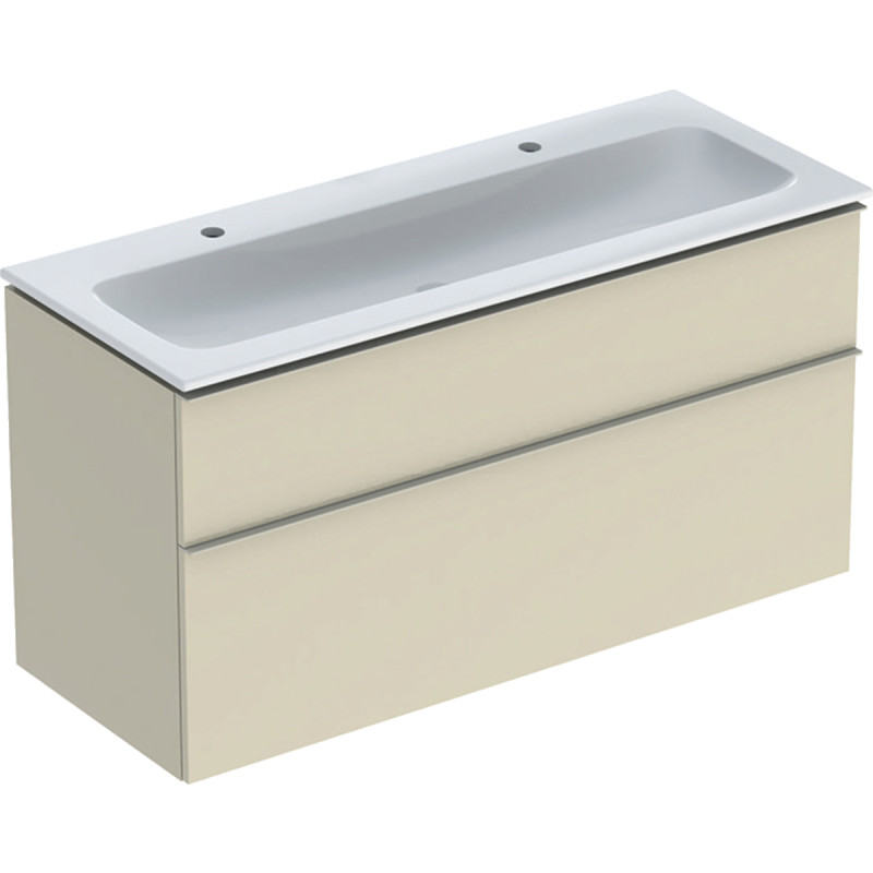 Тумба с раковиной Geberit iCon Set 120x63x48 см ДСП песочно-серый глянцевый/ручка песочно-серый матовый 502.338.JL.1