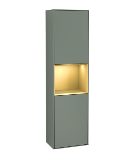 Пенал Villeroy & Boch Finion 41,8x151,6х27 см петли справа с подсветкой МДФ оливковый матовый лак/золотой матовый лак G470HFGM